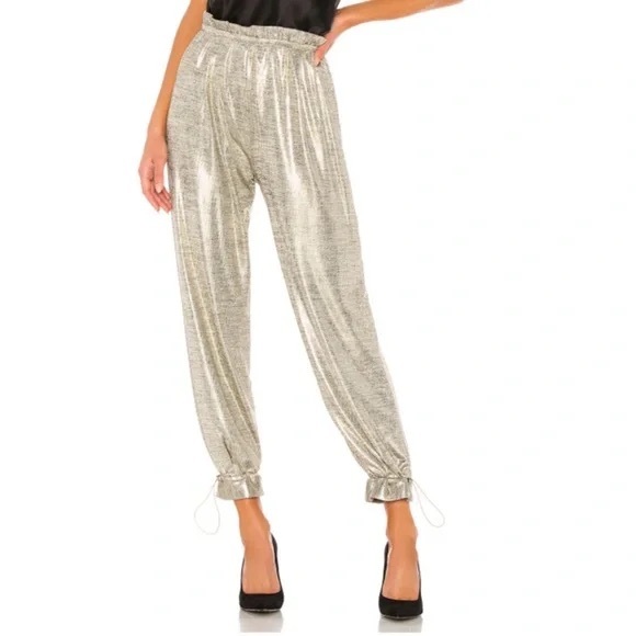 House of Harlow 1960 Pants - House of Harlow 1960 Tamar Metallic Gold Jogger